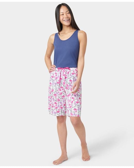 Hue Multicolor Flamingo Strut Drawstring Bermuda Pajama Shorts