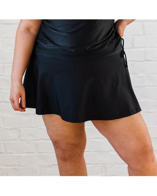 Calypsa Black Plus Size Flowy Swim Skirt With Attached Shorts