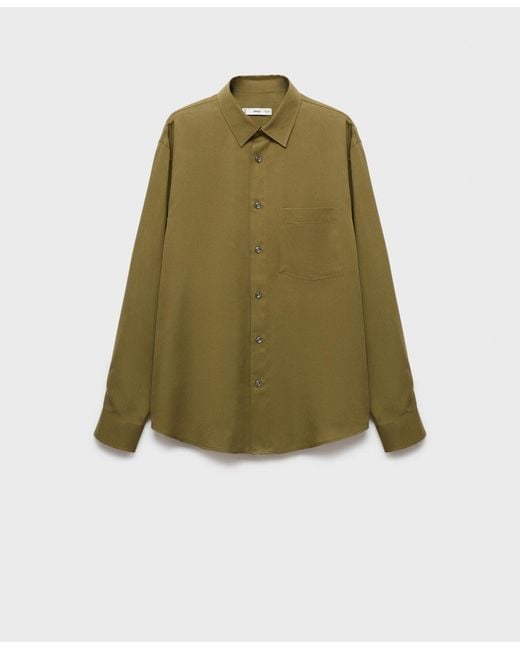 Mango Green Lyocell Pocket Shirt for men