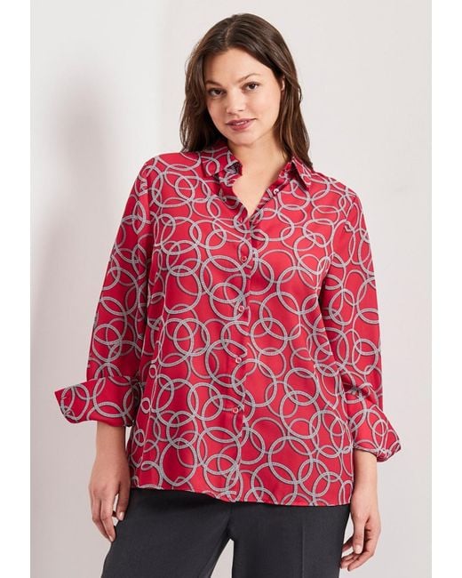 Avenue Red Plus Size Button Front Blouse