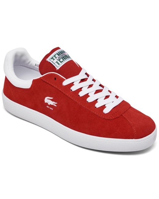 Lacoste Red Baseshot Suede Casual Sneakers From Finish Line