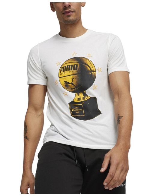 PUMA White Trophy Graphic Short Sleeve T-shirt for men