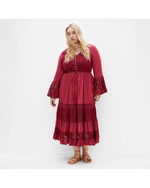 City Chic Red Tisha Lace Maxi Dress