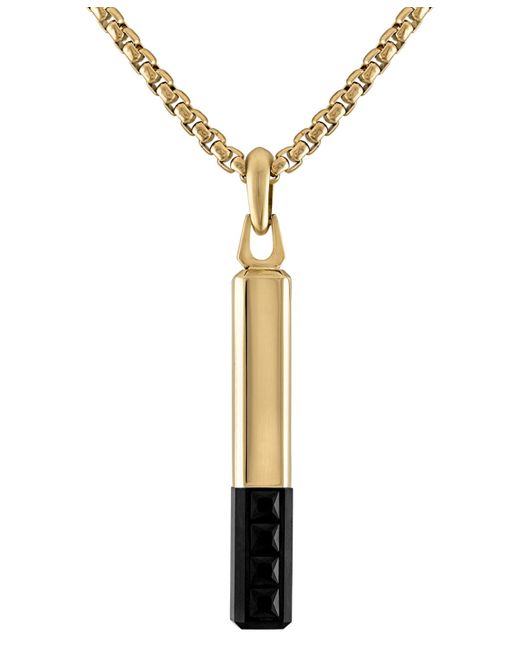 Bulova Metallic Gold-tone & Black Ip Stainless Steel Black Spinel Pendant Necklace for men