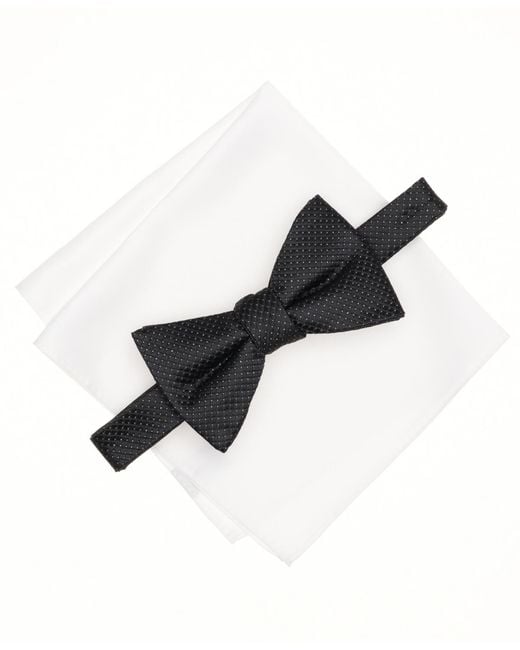 Alfani Multicolor Mini-pattern Bow Tie & Solid Pocket Square Set for men