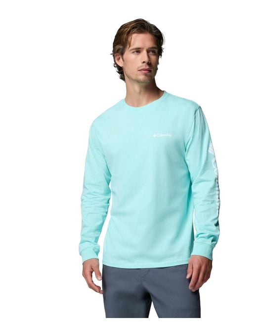 Columbia Blue Fundamental Graphic Long-sleeve T-shirt for men