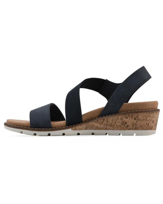 White Mountain Blue Tinnley Wedge Slip-on Sandals