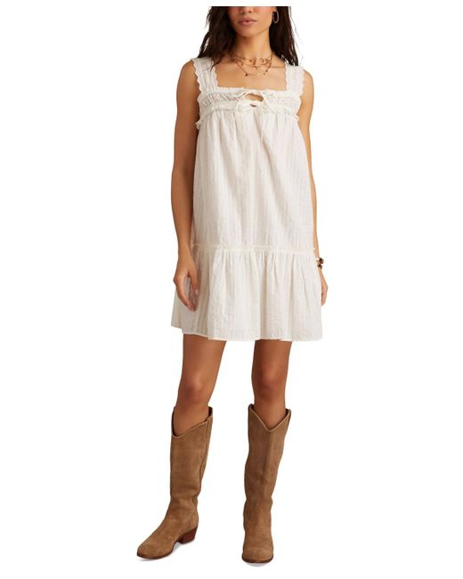 Lucky Brand Women's Natural Lace-trim Cotton Sleeveless Mini Dress