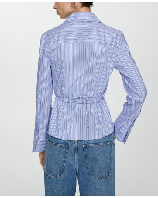 Mango Striped Bow Blouse in Blue | Lyst