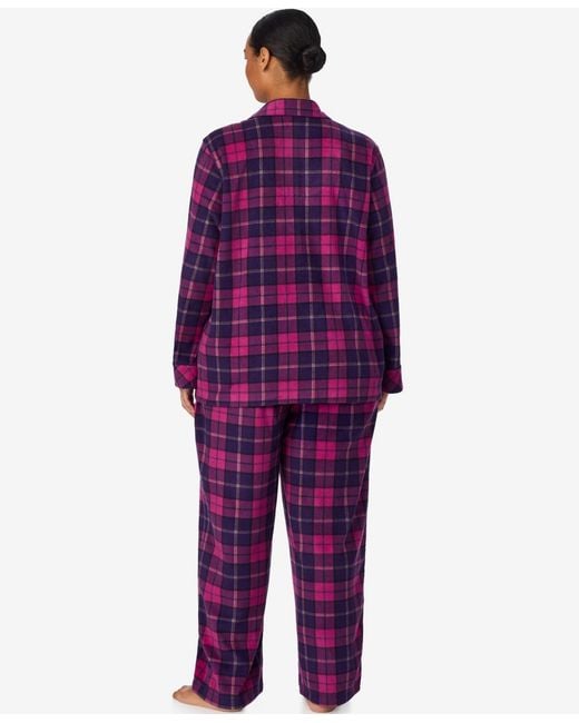 Ralph Lauren Purple Plus Size Long Sleeves Notch Collar Pajama Set