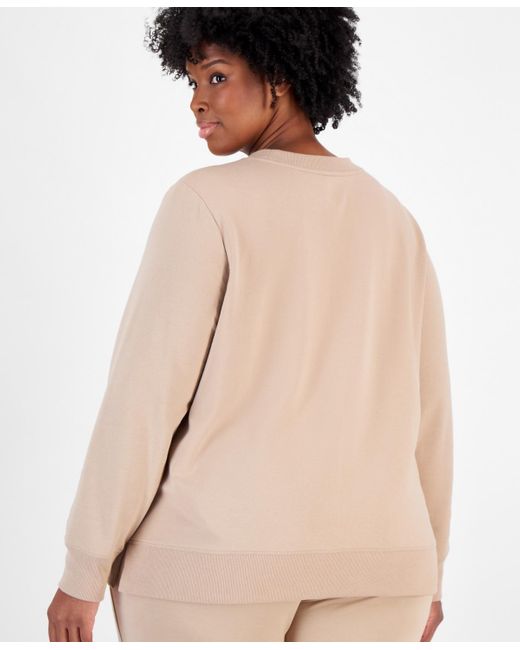 ID Ideology Natural Plus Size Fleece Crewneck Pullover Top