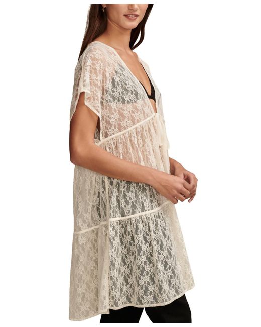 Lucky Brand Gray Festival Lace Tiered Duster