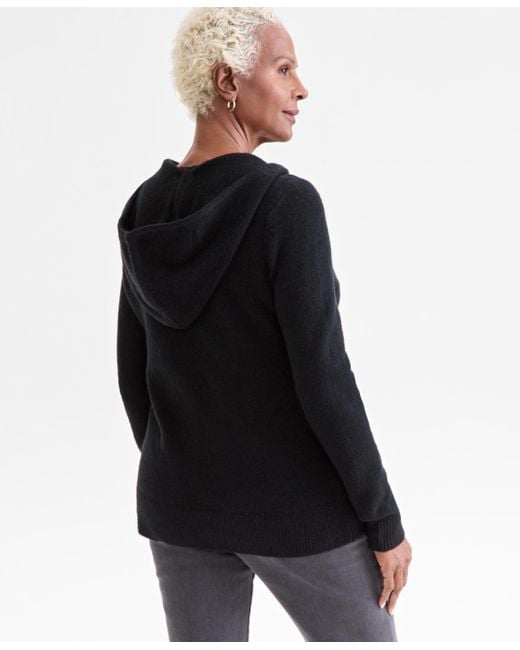 Style & Co. Black Luxsoft Split-neck Hoodie