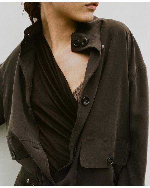 Mango Brown Pockets Oversized Jacket