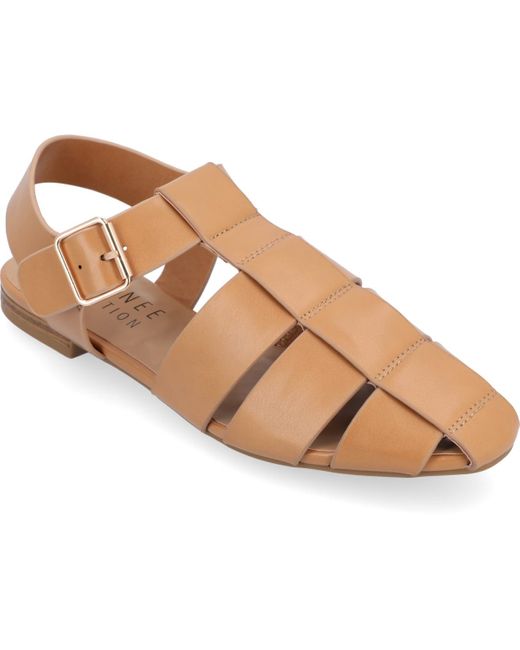 Journee Collection Natural Cailinna Wide Width Caged Flats