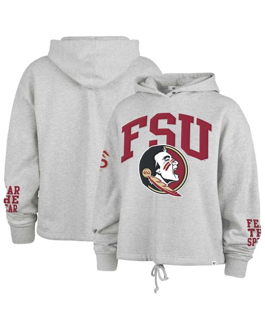'47 Gray Florida State Seminoles High Hopes Long Sleeve Cropped Hoodie