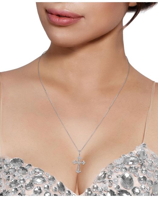 Macy's White Diamond Open Cross 18" Pendant Necklace (1/5 Ct. T.w.