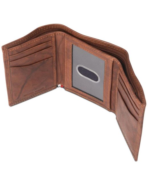 tommy hilfiger wallet brown leather