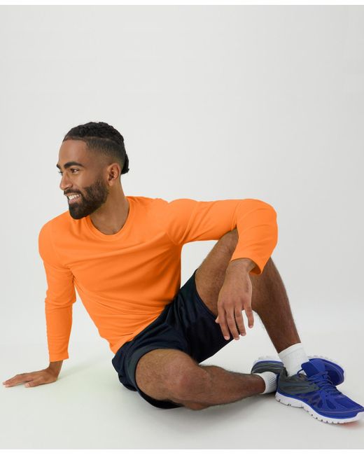 Hanes Orange Sport Cool Dri Performance Long Sleeve T-shirt for men