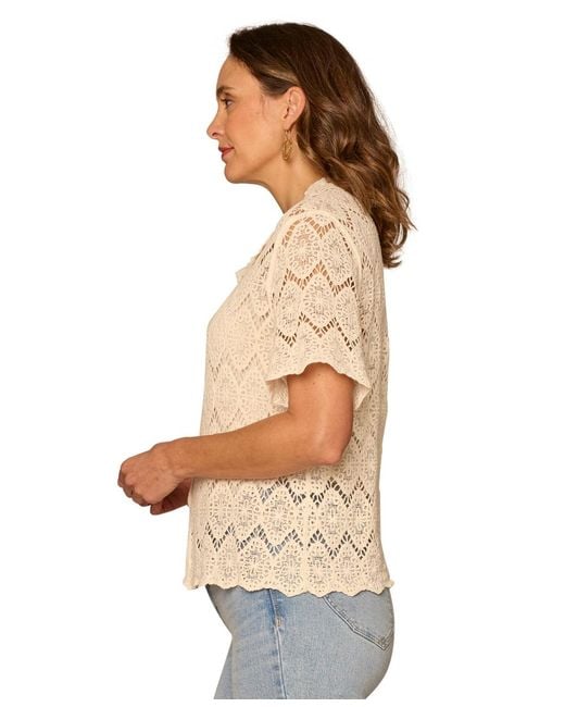 Democracy Natural Collared Button-down Top