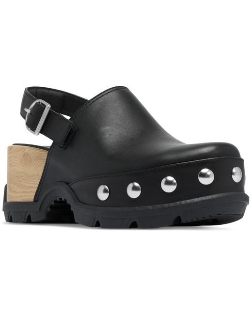 Sorel Black Roamn Studded Slip On Clogs