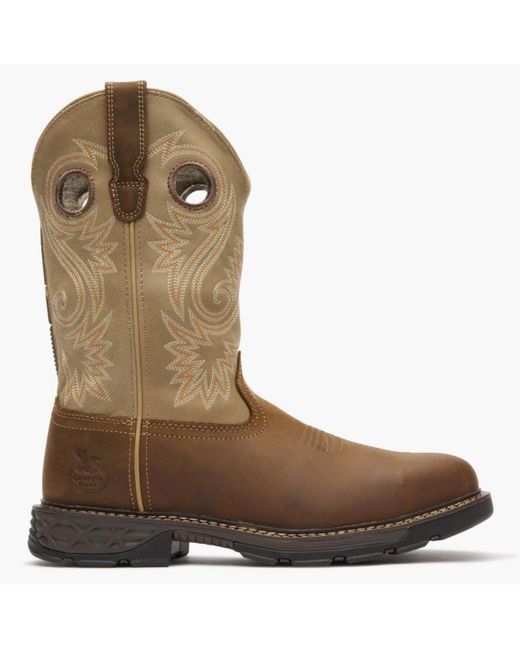 Georgia Boot Brown Carbo-tec Flx 11" Alloy Toe Pull On Work Boot for men