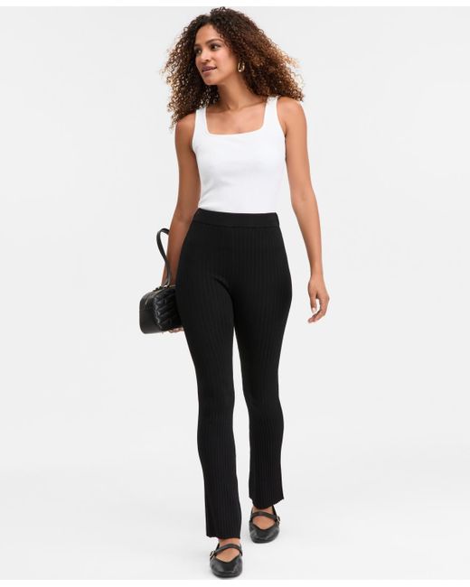 INC International Concepts Black High-rise Rib-knit Sweater Pants