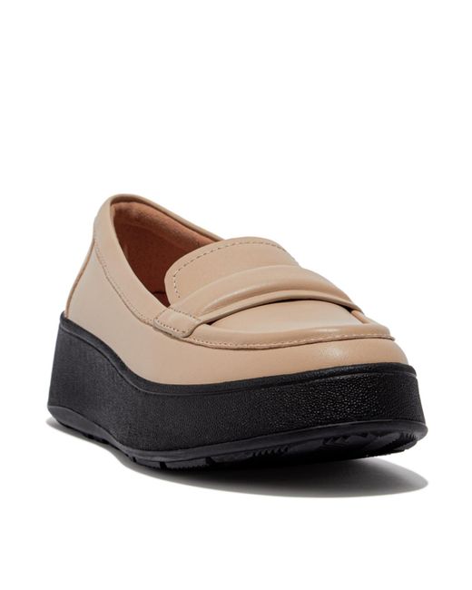 Fitflop Brown F-mode Padded-detail Leather Flatform Loafers