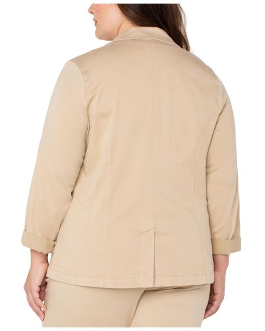 Liverpool Los Angeles Natural Liverpool Plus Size Open-front Twill Blazer