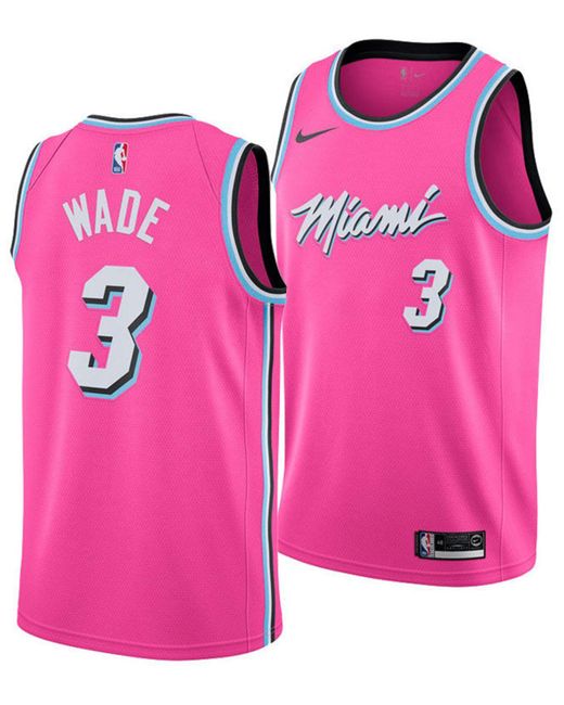 Nike Pink Dwyane Wade Miami Heat Earned Edition Swingman Jersey for men