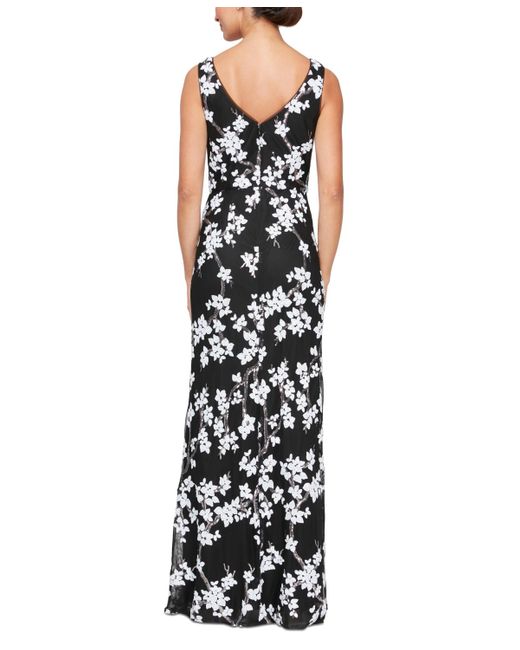 Alex Evenings Black Sequined V-neck Sleeveless Gown