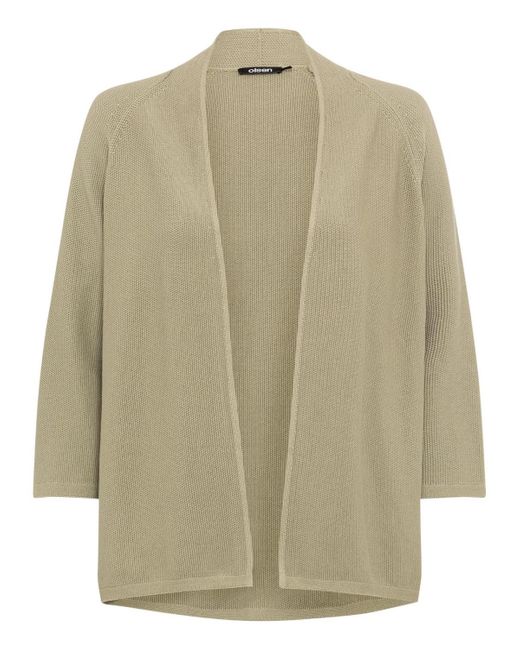 Olsen Natural 100% Cotton 3/4 Sleeve Open Front Cropped Cardigan