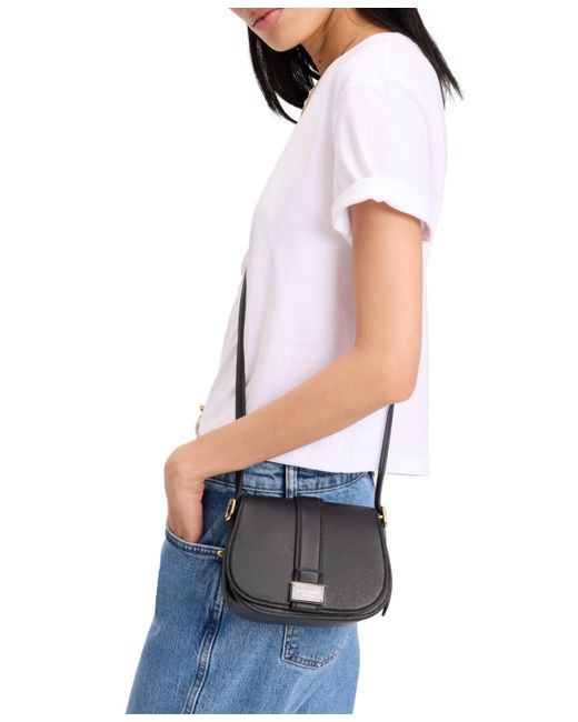 Kate Spade Black Nouveau Textured Mini Saddle Bag