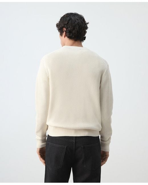 Mango White Medium-knit Microstructure Sweater for men