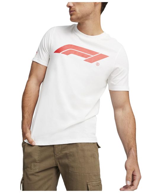 PUMA White Regular-fit F1 Logo Graphic T-shirt for men
