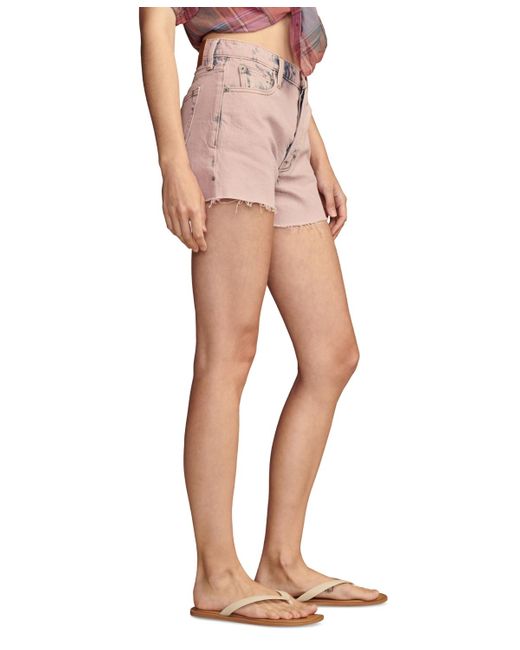 Lucky Brand Pink Cut-hem High-rise Denim Mom Shorts