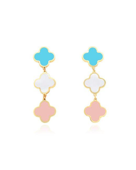 The Lovery Blue Pastel Mixed Clover Dangle Earrings
