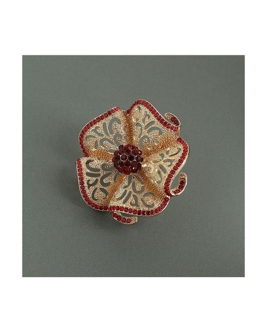 SOH Metallic Stone Setting Flower Ring