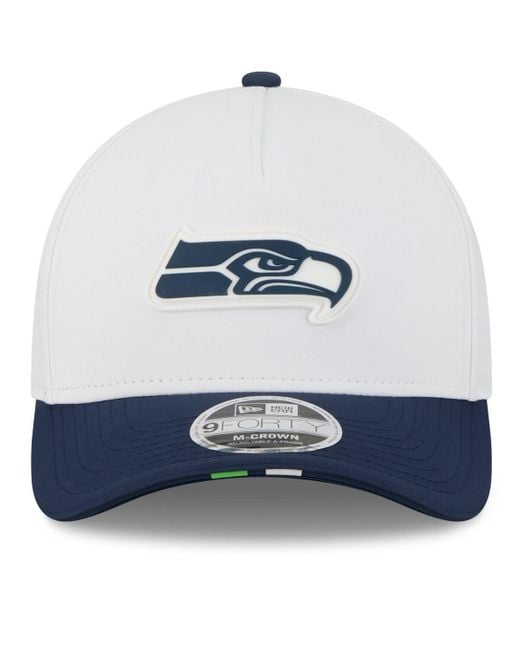 KTZ Blue White/college Navy Seattle Seahawks 2025 Nfl Training Camp A-frame 9forty Adjustable Hat for men