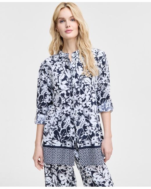 Tommy Hilfiger Blue Printed Long-sleeve Tunic