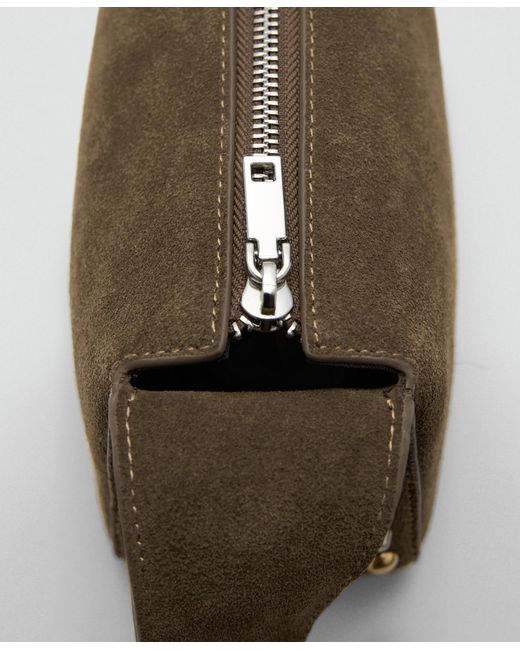 Mango Green Suede Studs Crossbody Bag