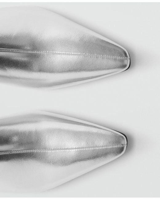 Mango White Metallic Effect Pointed Toe Boots