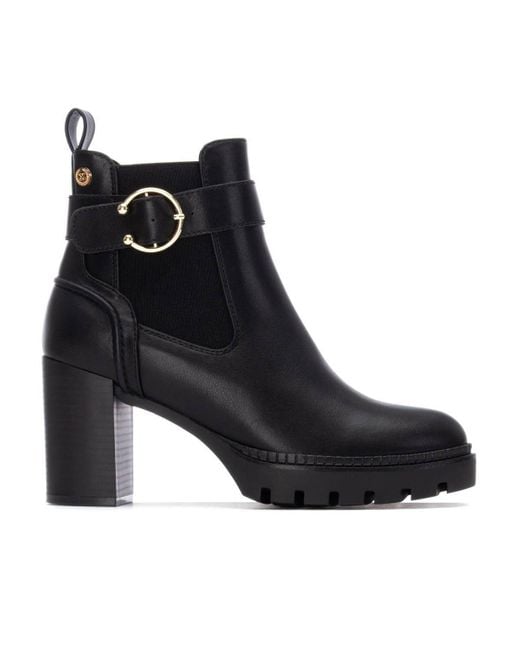 Xti Black Heeled Chelsea Booties By