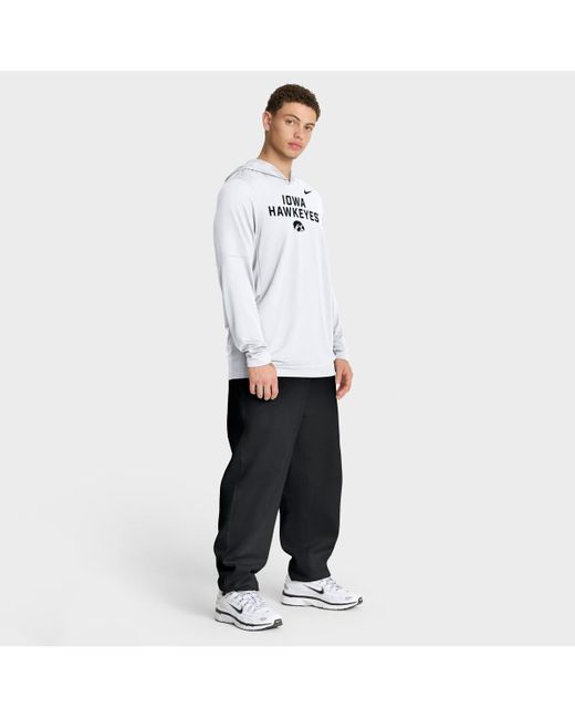 Nike White Iowa Hawkeyes 2025 Sideline Performance Long Sleeve Hoodie T-shirt for men