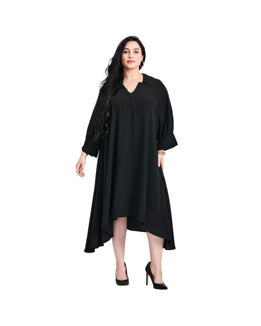 Avenue Black Parker Hanky Hem Collared Dress