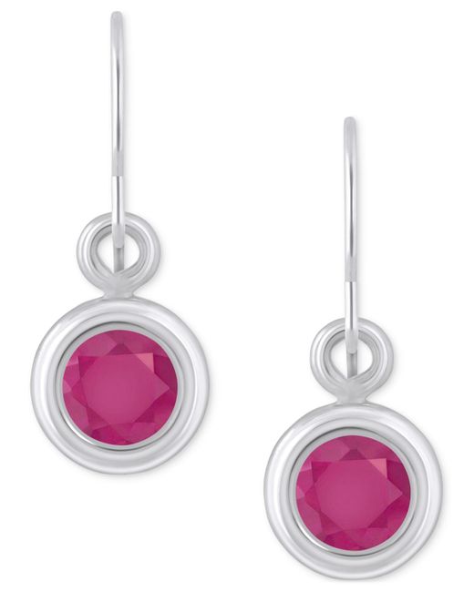 Macy's Purple Sapphire Bezel Fish Hook Drop Earrings (3/4 Ct. T.w.