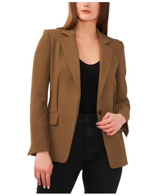 1.STATE Brown Notched Collar One-button Blazer