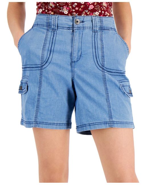 Style & Co. Blue Zig Zag Stitch Shorts