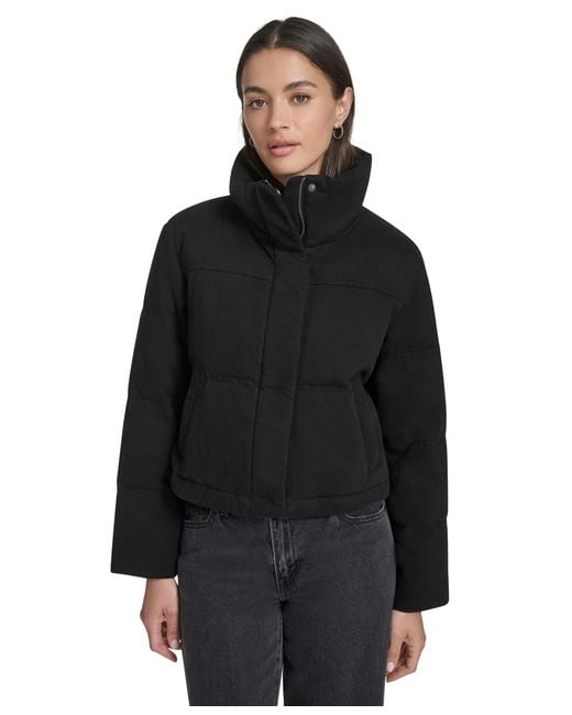 Levi's Black Regular Cropped Cotton Puffer Jacket