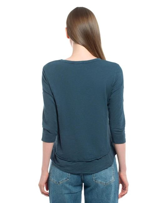 Wilt Blue Sleeve Mock Layer Tee